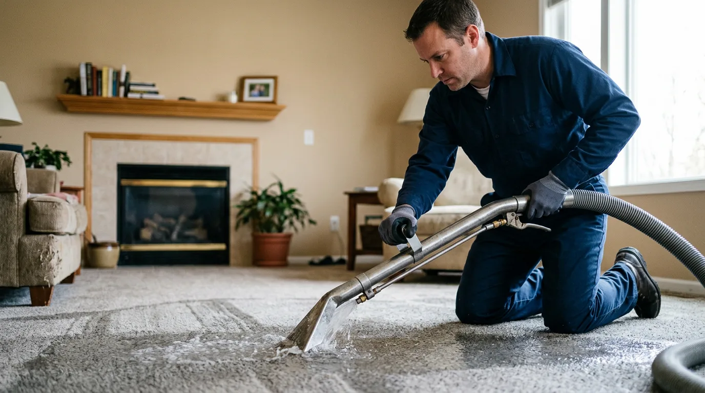 Water damage restoration technician working near Prospect, VA